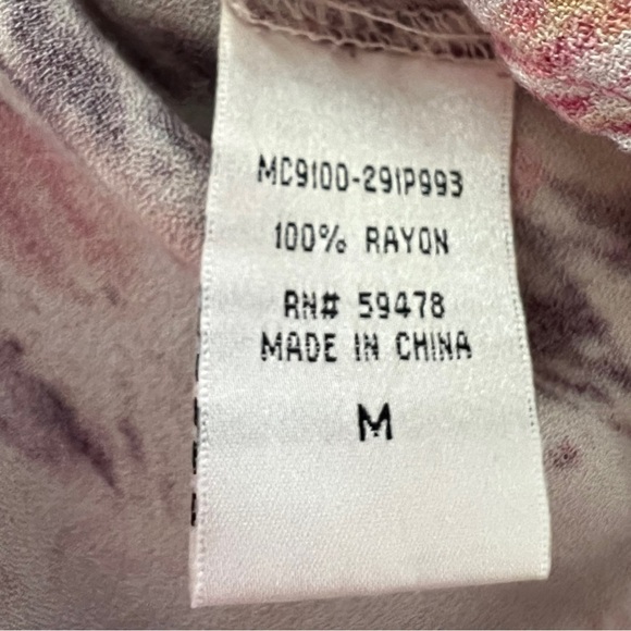 Kenar Boho Tribal print Pink Coral 3/4 Sleeve flowy lightweight blouse in Medium - Picture 8 of 10